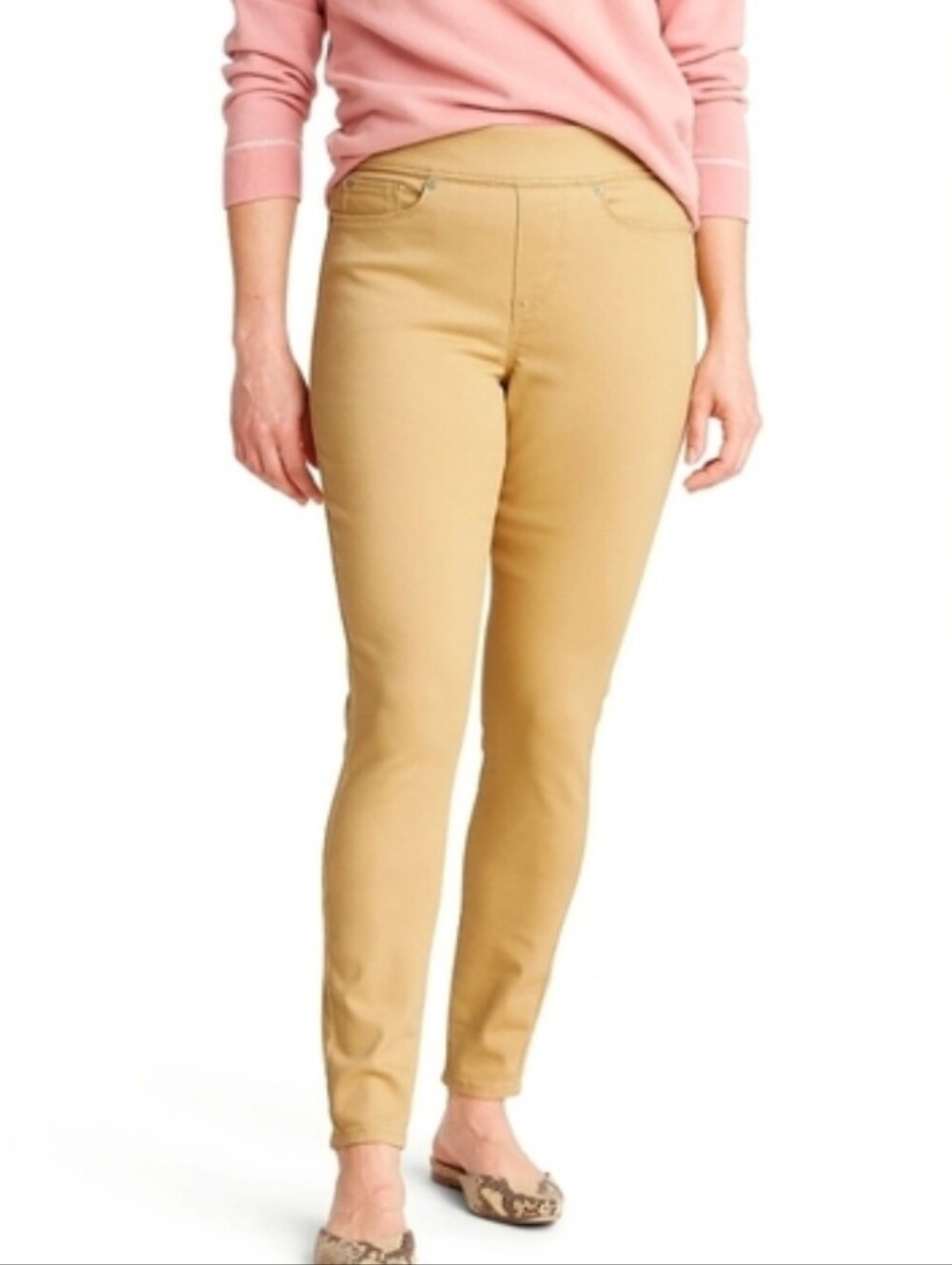 Levi Strauss Signature Pull-on Skinny Stretch Pants Cream Pockets Faux Zip Sz 12 - Picture 16 of 16